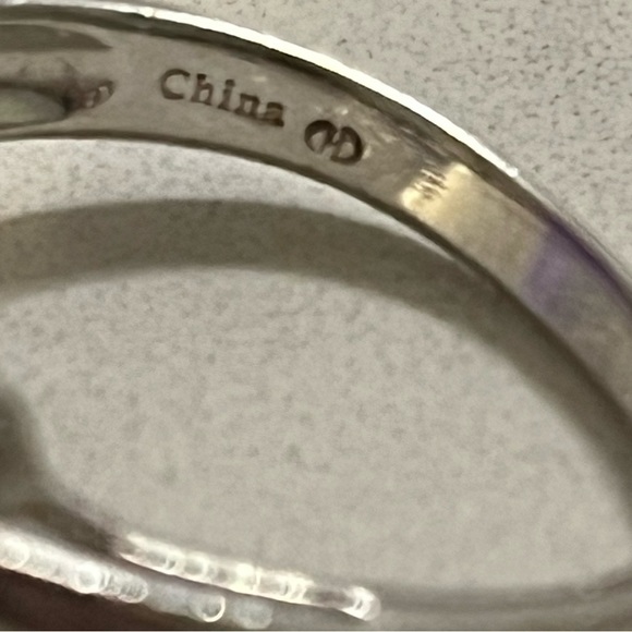 Vintage Sterling Silver 925 Blue Topaz And Cz Floral Ring Size 12 - Picture 5 of 16